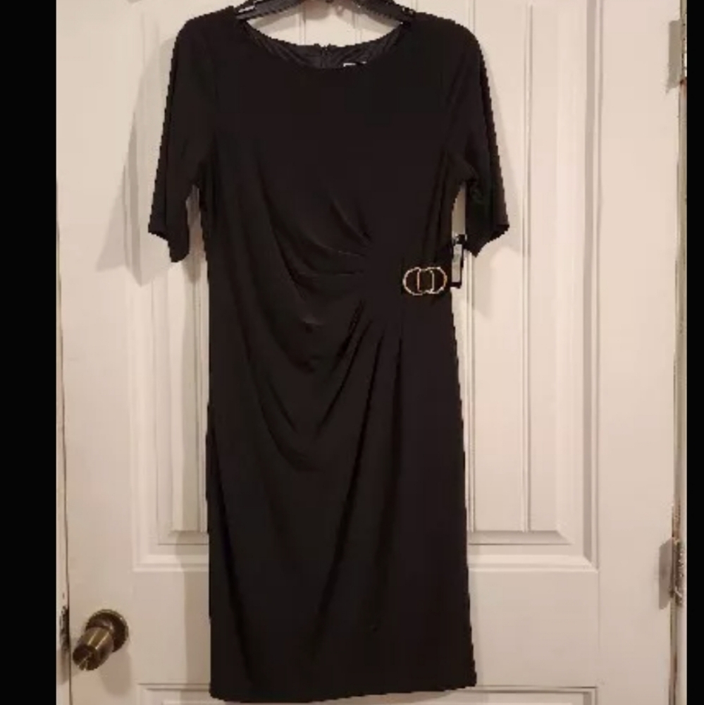 JH Black Short Sleeve Fit and Flare Evening Formal Dress Size 12P